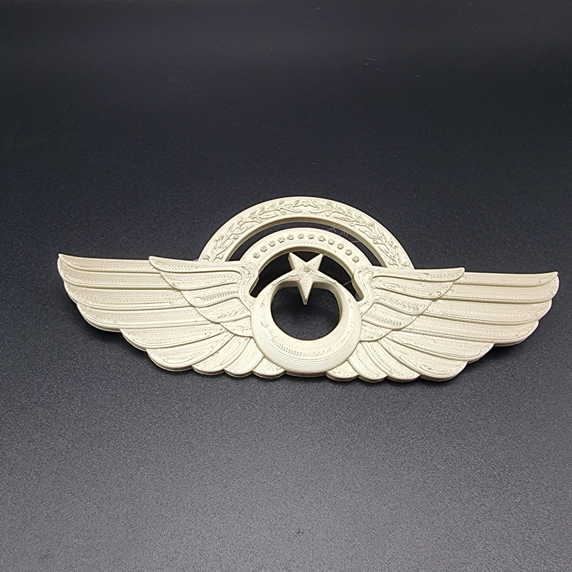 3D výtisk leteckého odznaku ve zlaté barvě