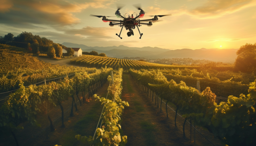 DJI Agras T30 Dron DJI Agras T30 nad vinicí
