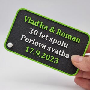 3D Tisk - Plaketa perlová svatba Detailní záběr na plaketu z perlové stavby