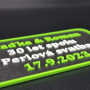3D Tisk - Plaketa perlová svatba Detailní záběr na plaketu z perlové stavby